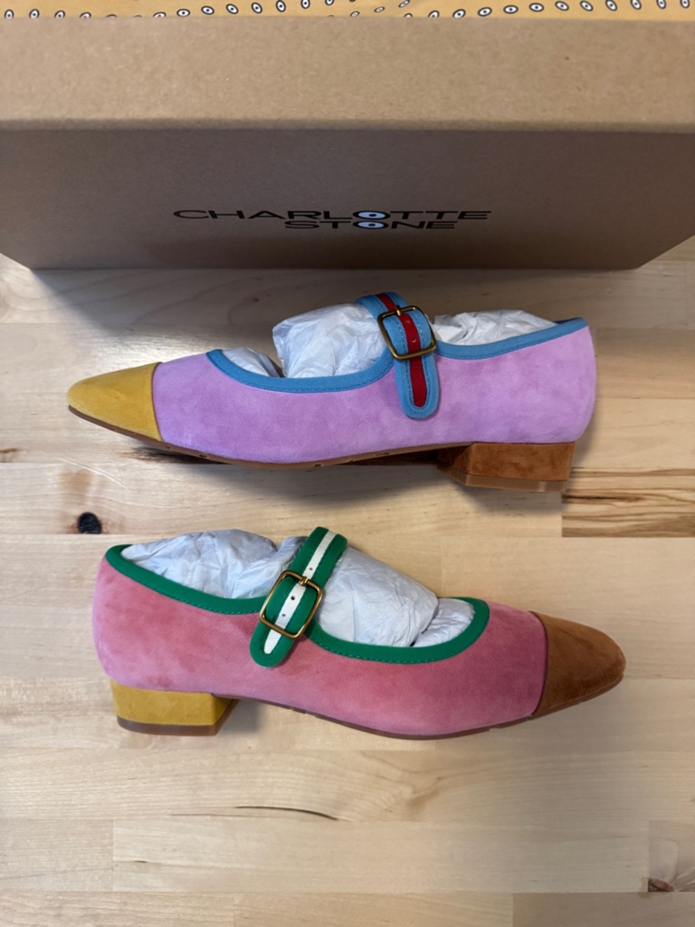 Charlotte Stone Multicolor Suede Mary Jane Shoes - Picture 2 of 9